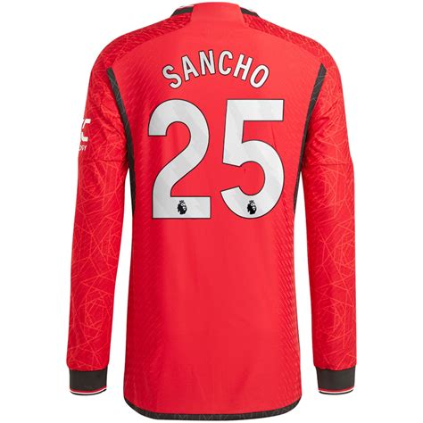 Adidas Manchester United Authentic Jadon Sancho Long Sleeve Home Jerse