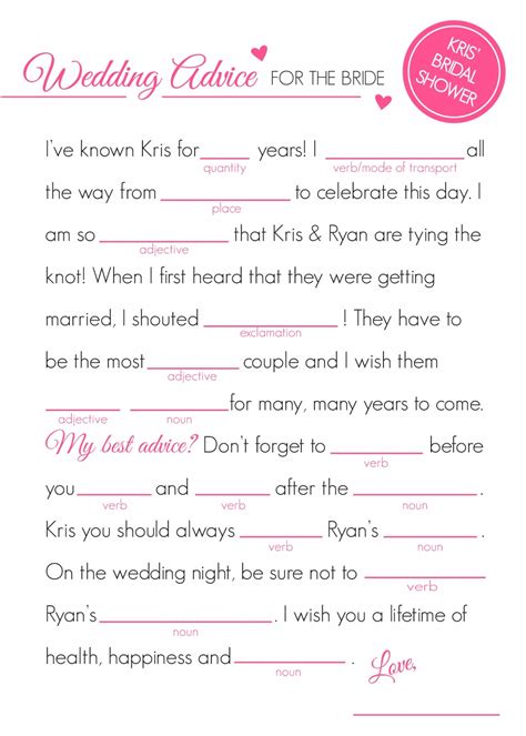 You can print this game in a design that matches the theme of your bridal shower party.free printable wedding vows mad libs for bridal showersee all results for this. two designs: A couple of bridal showers