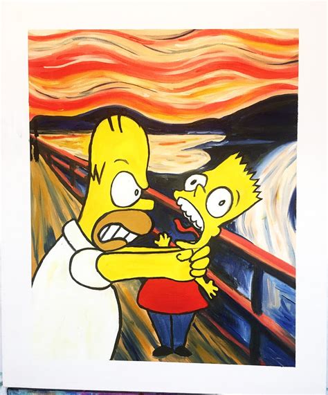 The Homer Scream Portrait Pop Art Painting 20x24 Edvard Etsy Uk