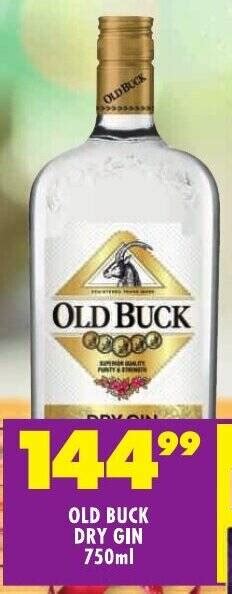 Old Buck Dry Gin 750ml Offer At Shoprite