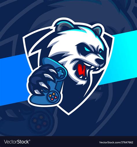 Panda Gamer Mascot Esport Logo Design Character Vector Image