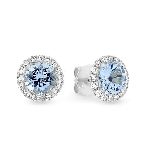 Aquamarine And Diamond Stud Earrings Garen Jewellery