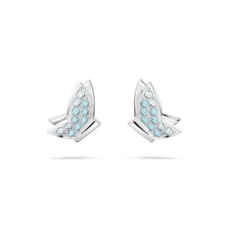 Swarovski Jewelry Lilia Pierced Earrings Stud Blue Rhodium