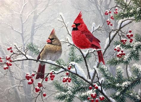 Bird Painting Acrylic Painting Snow Winter Painting Birds Painting Art Painting Cardinal