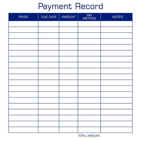 Best Free Printable Payment Log Sheet Template Printableecom Images