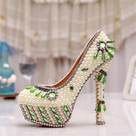 Shoespie Pearl Platform Bridal Shoes