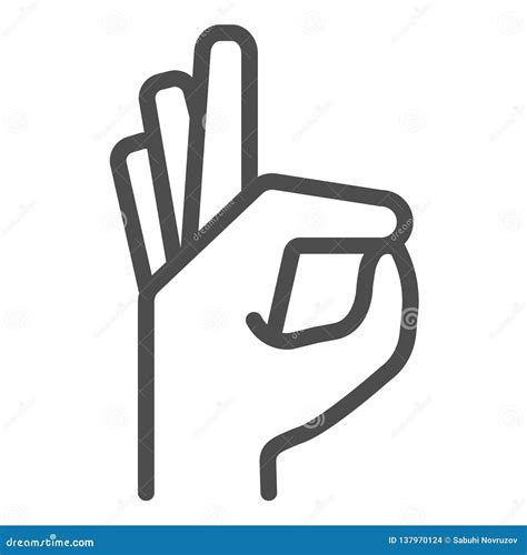 Gesture Okay Line Icon Ok Hand Gesture Vector Illustration Isolated On