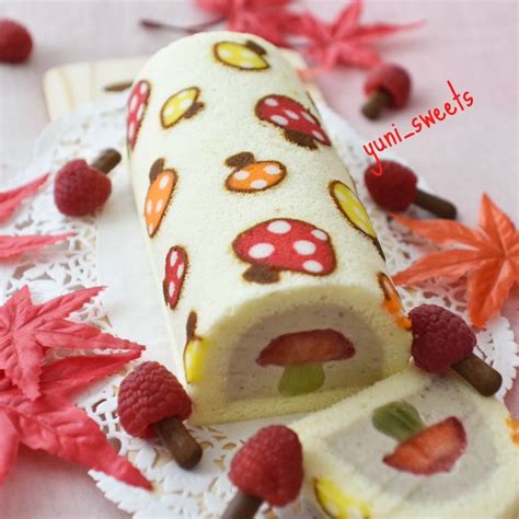 Season, then add half to the mushroom mixture in the pan and cook for 1 min until the sauce becomes glossy. Mushroom deco roll cakefilled with chestnut mousse and mushroom made of strawberry and kiwi ...