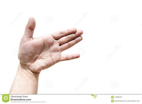 Dog Hand Gesture On Left Hand Isolated On White Background Stock Image