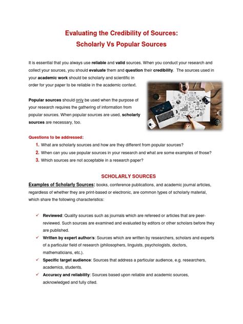 Credibility Of Sources Scholarly Vs Popular Pdf Credibility