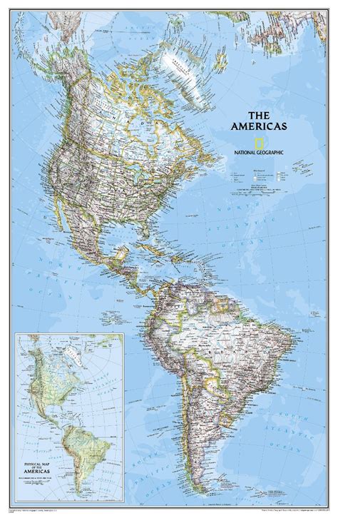 Map Of The Americas For The Wall National Geographic