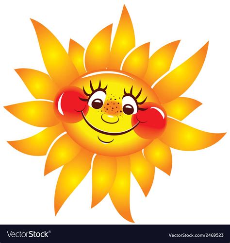 Sun Cheerful Smiling Character Royalty Free Vector Image