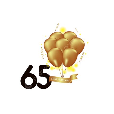 65 Clipart Png Images 65 Year Anniversary Black Gold Balloon Vector