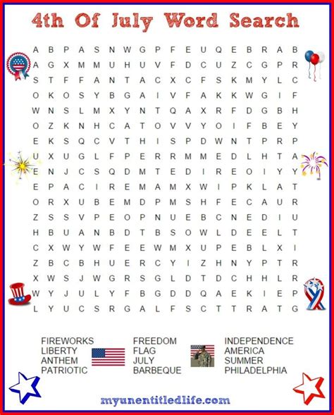Free Printable 4th Of July Word Search 4th Of July Games 4th Of