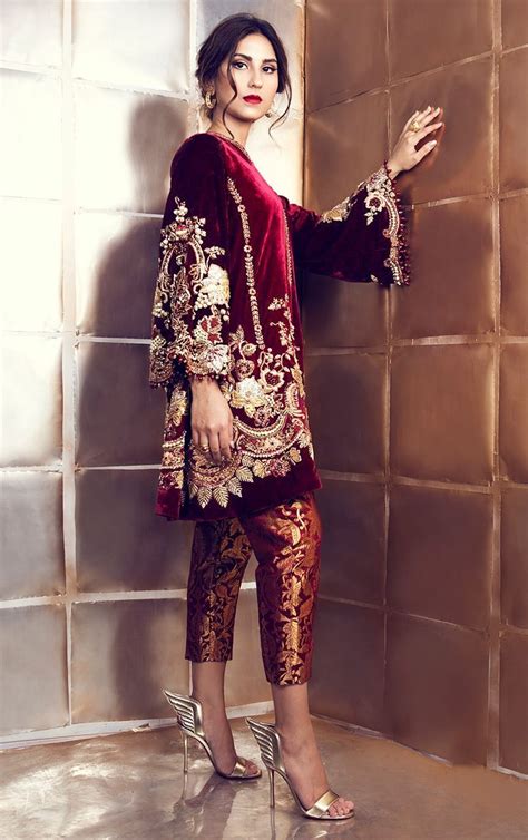 Maroon Velvet Suit With Pakistani Pant Pakistani Bridal