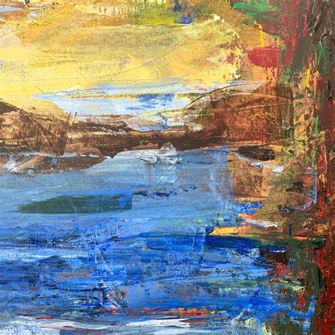 Angela Wakefield Abstract Expressionist Lake Landscape Painting By