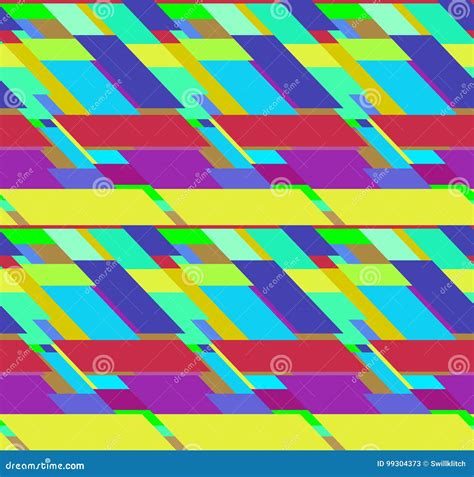 Flat Colorful Seamless Pattern With Skewed Rectangles Stock Vector