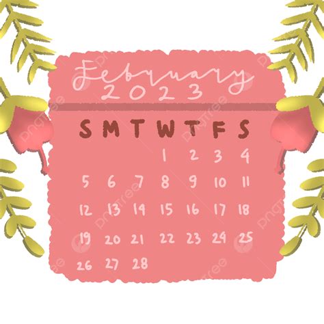 Calendario Febrero 2023 Con Flores Png Calendario Calendario Febrero