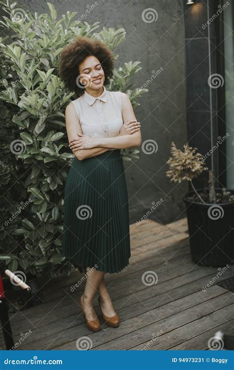 Pretty Young African Descent Woman In The Yard Stock Image Image Of