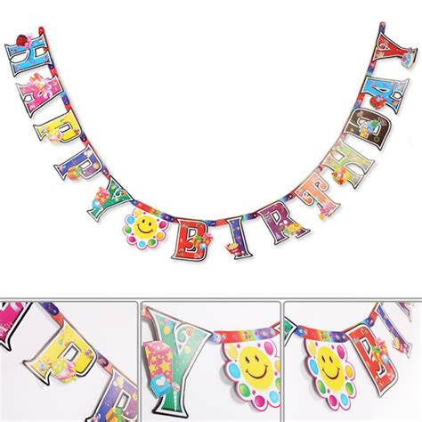 1 Set Cute Happy Birthday Bunting Banner Letter Hanging Garlands Pastel