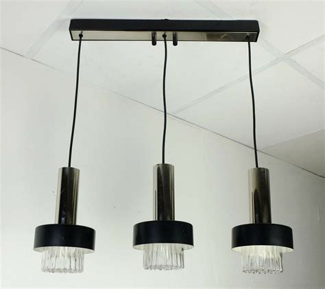 Mid Century Modern Black Bubble Glass Chrome Metal Pendant Lamp 1960s For Sale At Pamono