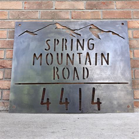 LARGE Metal Hanging Address Sign - Mountain, House Number, Street Name ...