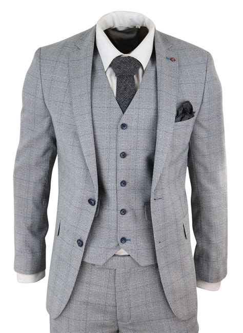 Discover our selection of over 400 designers to find your perfect look. Mens Grey Check 3 Piece Slim Fit Suit | Happy Gentleman