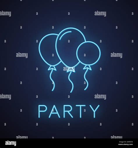 Air Balloons Neon Light Icon Party Glowing Sign Vector Isolated