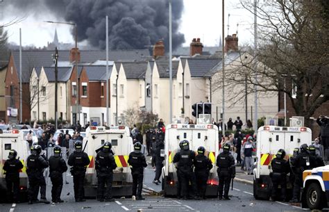 Northern Ireland Protests Bus Set On Fire During Evening Of Violent