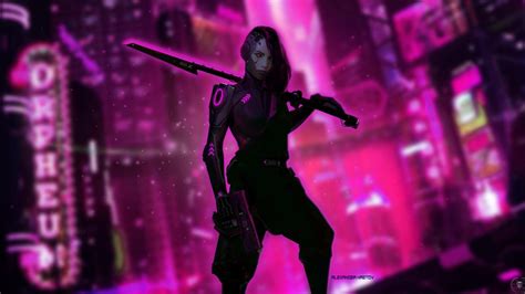 Digital Art Cyberpunk Girl Wallpaper