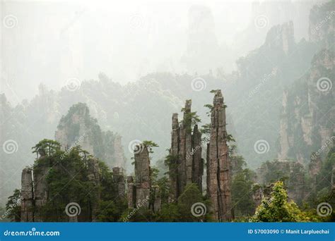 Mysterious Mountains Zhangjiajie Hunan Province In China Stock Photo