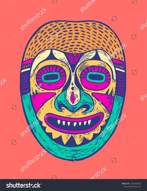 Tribal Mask Design Drawing Style Vector Stock Vector Royalty Free