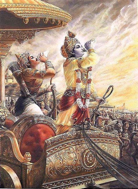 Krishna And Arjuna Blow Conchshells To Mark The Beginning Of