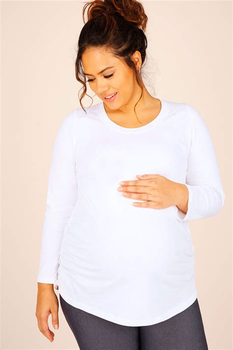 Bump It Up Maternity White Cotton Long Sleeved Top