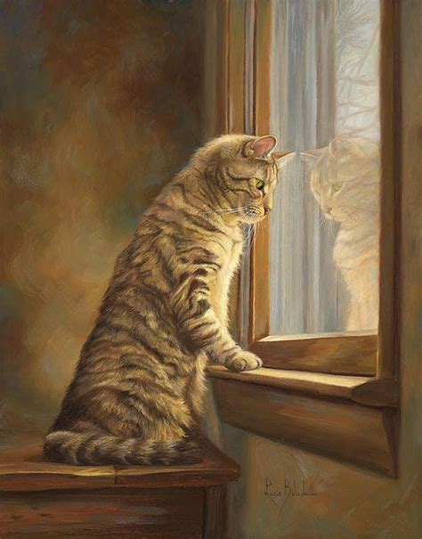 Peering Out The Window Poster By Lucie Bilodeau Cat Painting Cat Art