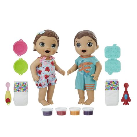 Baby Alive Snackin Twins Luke And Lily Brunette Dolls