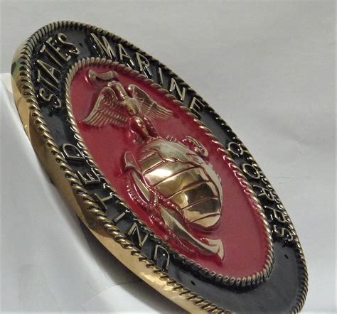 Usa Marine Corps Emblem Solid Brass Metal Military Emblem 6 Etsy