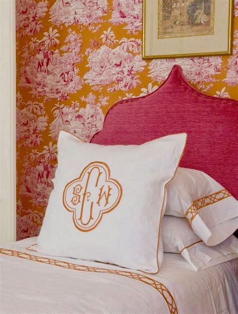 Up until that time in france, printing on cotton was done with wooden blocks. Toile de Jouy | Bed linen design, Leontine linens, Pink ...