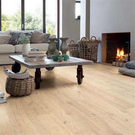 Waterproof click vinyl flooring is becoming extremely popular as it offers the ease of installation like a laminate floor but is waterproof, making it ideal for kitchens bathrooms, hallways, where moisture can effect traditional laminate flooring. Quickstep Impressive Ultra 12mm Sandblasted Natural Oak ...