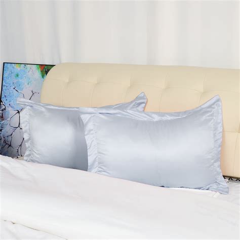 Satin Pillowcase Standard Size Pillow Shams Set Of 2 Silky Sateen Pillow Cases Covers Silver