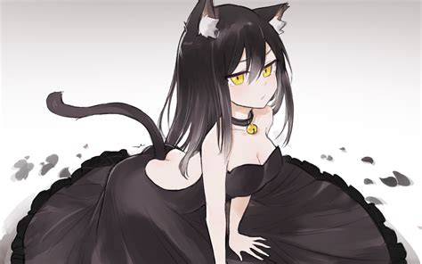 13o Animal Ears Ass Bell Black Hair Breasts Catgirl Cleavage Collar