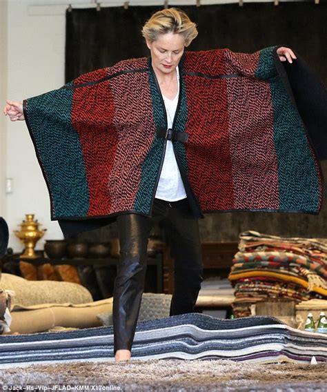 Basic Instinct Star Sharon Stone Kicks Off Her Shoes To Test Out Rugs