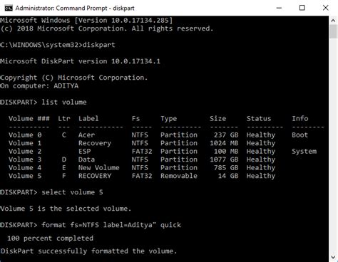 How To Format A Disk Or Drive In Windows 10 Using Command Prompt