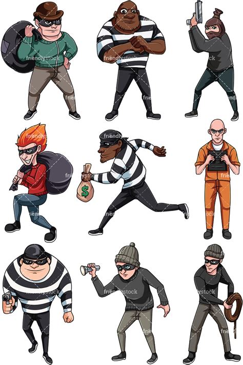 Thieves And Criminals Cartoon Vector Clipart Friendlystock