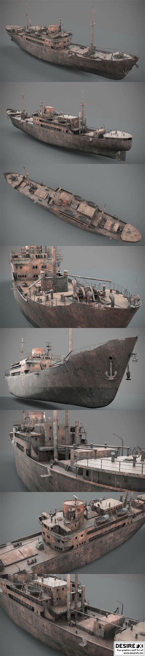 Desire FX 3d Models Old Rusted Abandoned Vessel 3D Model