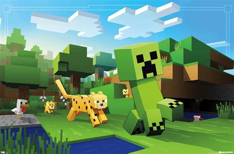 Minecraft Ocelot Chase Wall Poster 22375 X 34