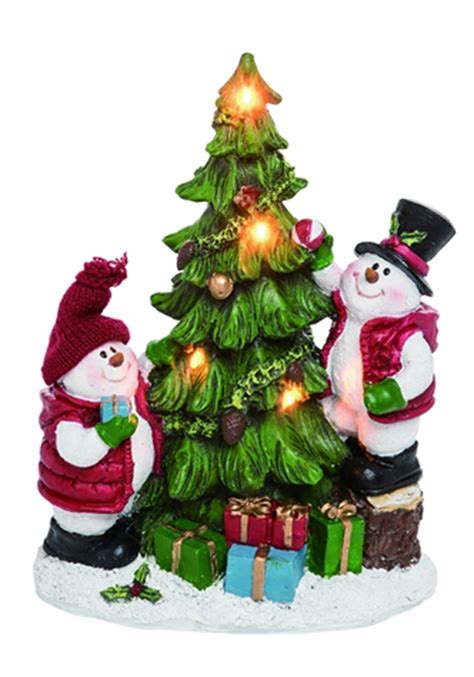 Clever Resin Light Up Snowman Decorating Tree Christmas Decor