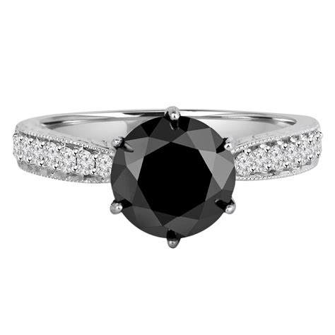 Vintage Black Diamond Engagement Ring Bijoux Majesty