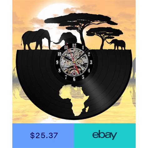 Africa Elephant Vinyl Record Wall Clock Animals 12 30cm Original T
