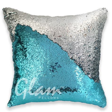 Aqua And Silver Reversible Sequin Glam Pillow Glam Pillows